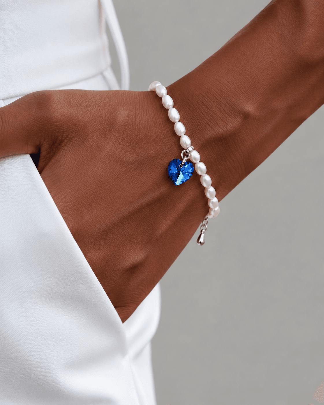 Браслет из жемчуга "Сердце Swarovski" bermuda blue