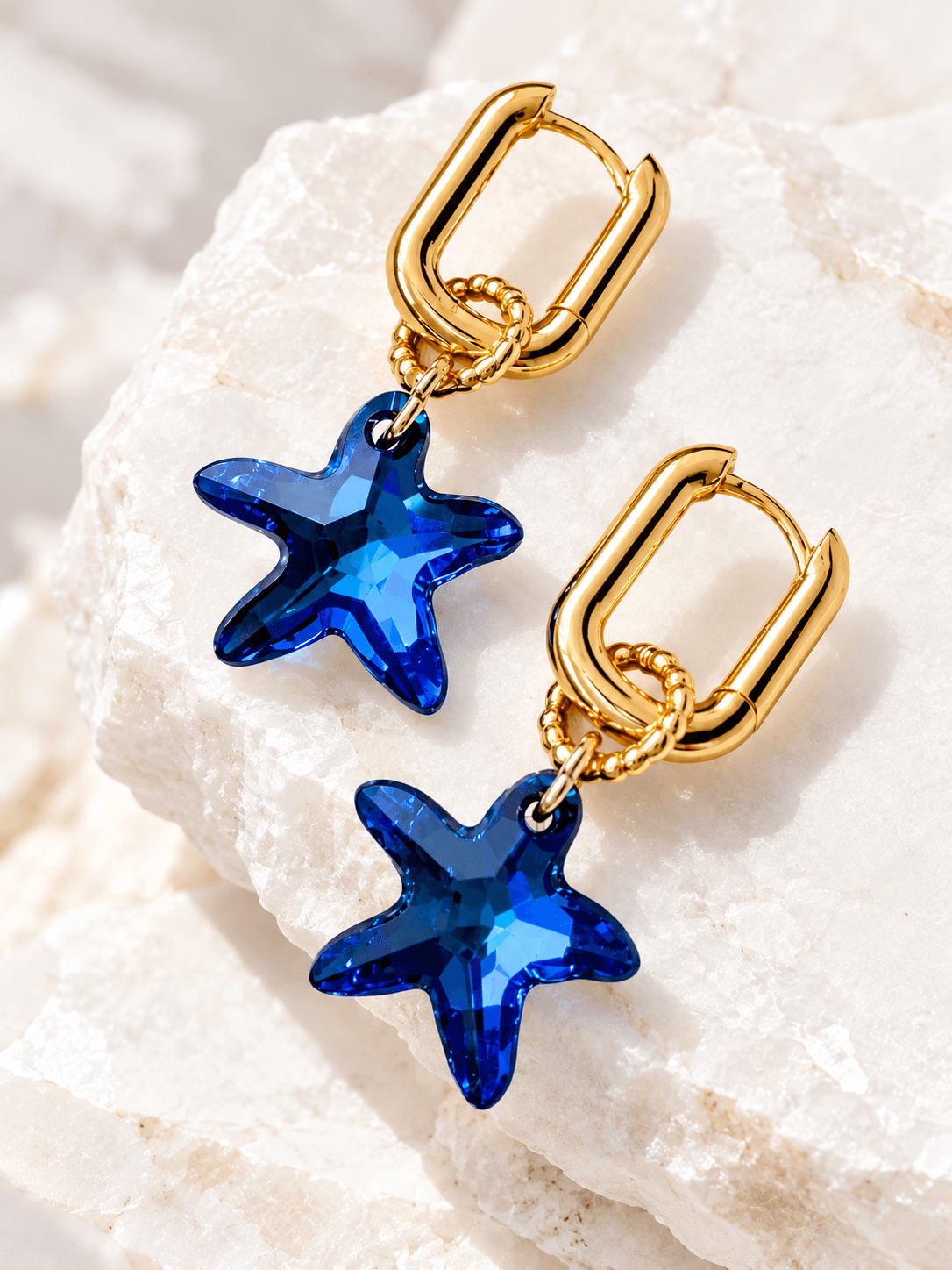 Серьги "Морская звезда Svarovski" crystal blue