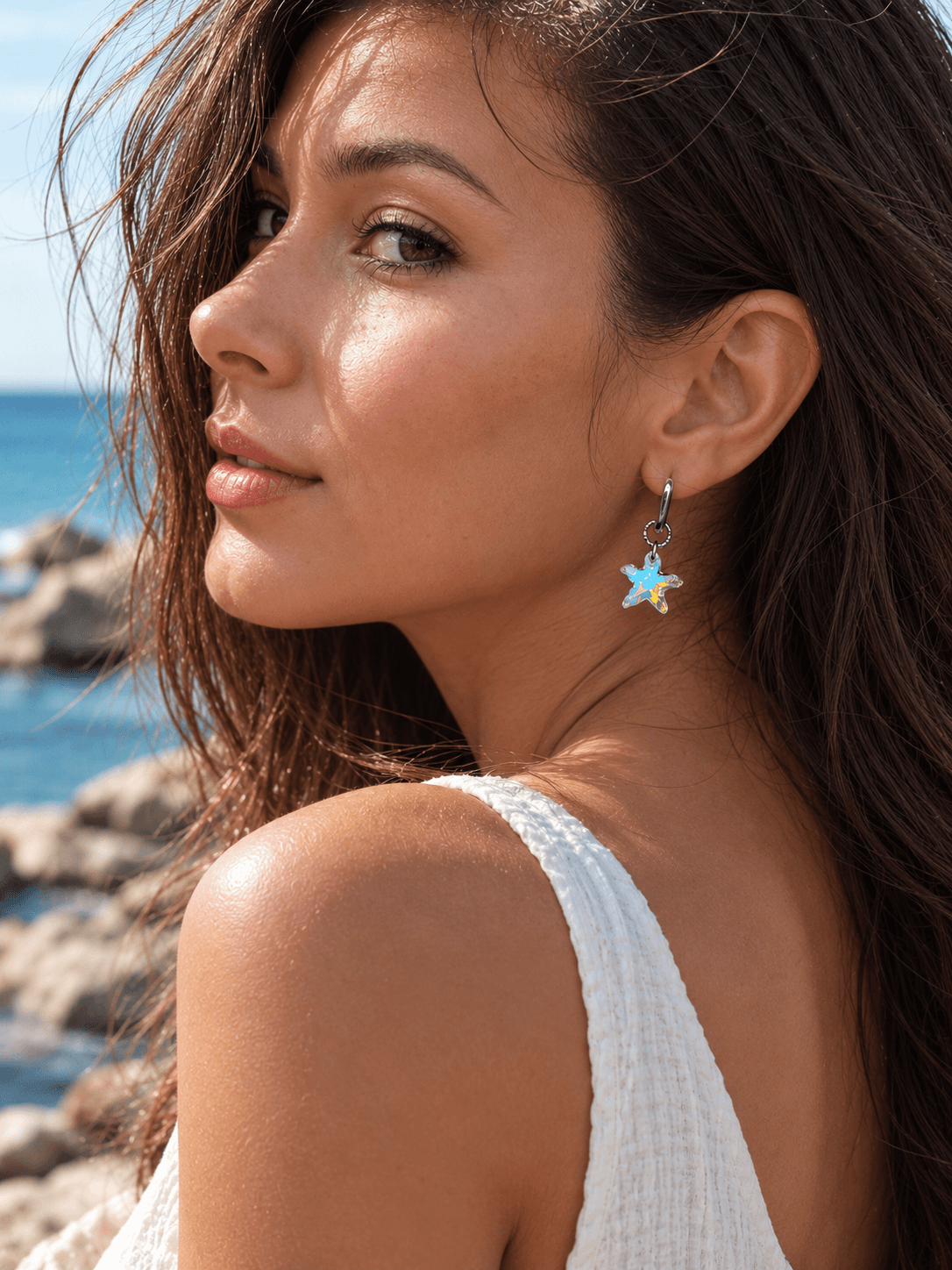 Подвески на серьги "Mорская звезда Swarovski" crystal