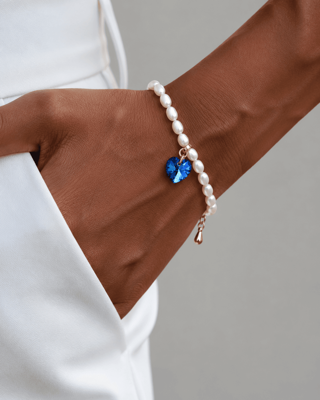 Браслет из жемчуга "Сердце Swarovski" bermuda blue