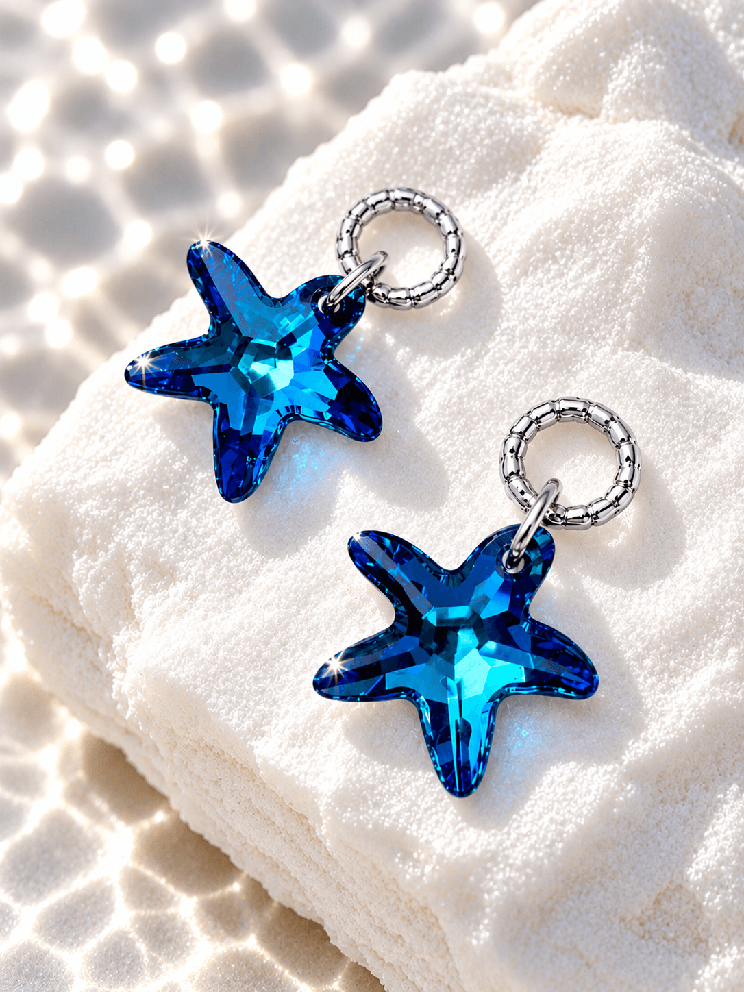 Подвески на серьги "Морские Звезды Swarovski" crystal blue