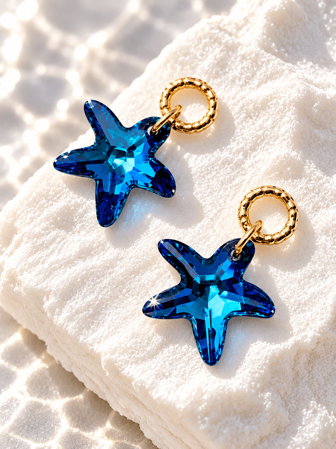 Подвески на серьги "Морская звезда Swarovski" crystal blue