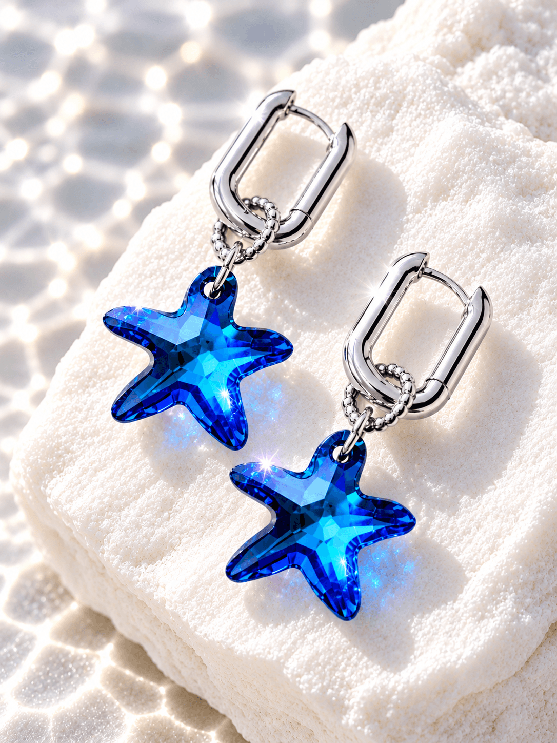 Серьги "Морская звезда Svarovski" crystal blue
