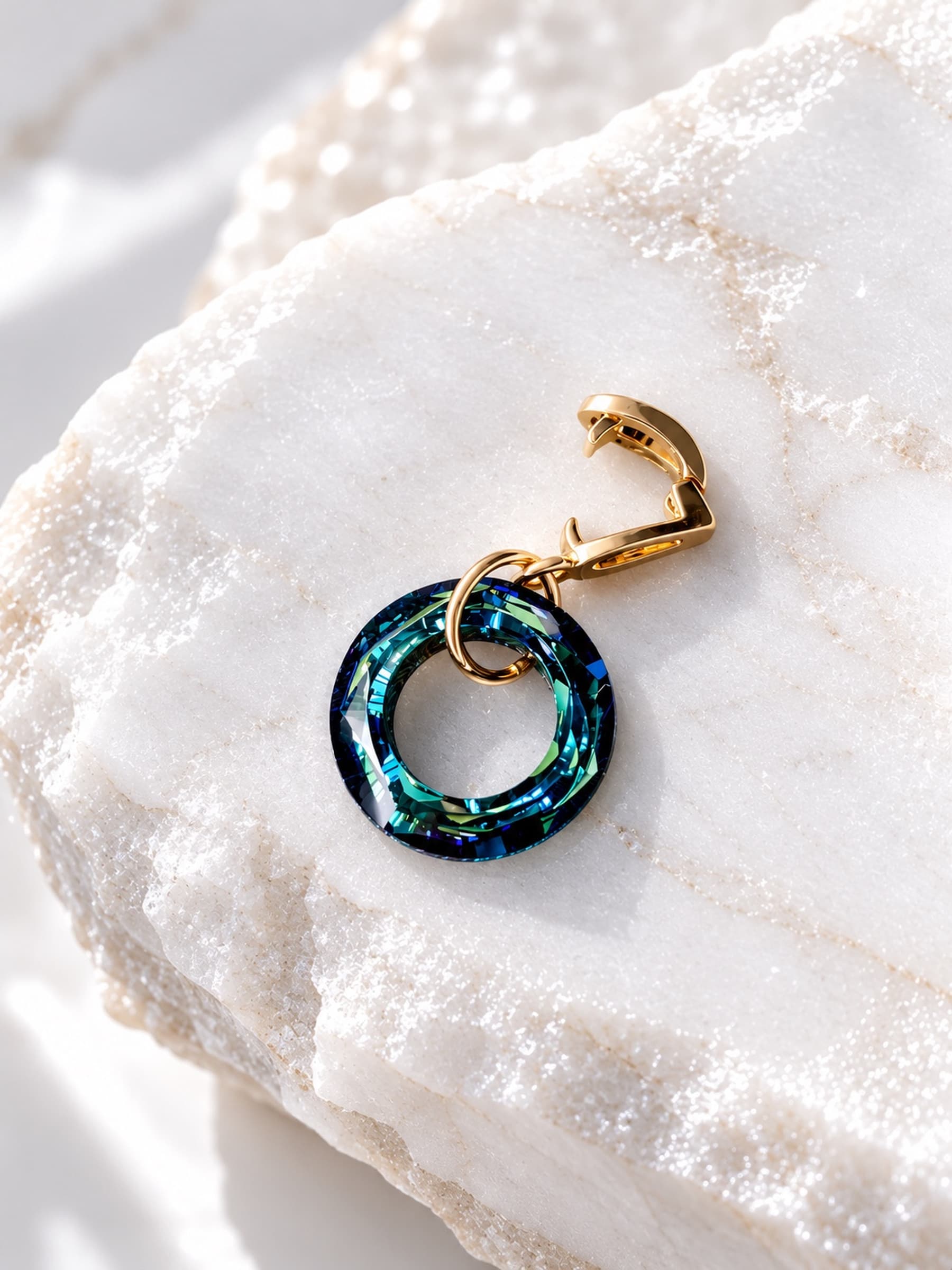 Подвеска на цепочку "Бублик Swarovski" bermuda blue