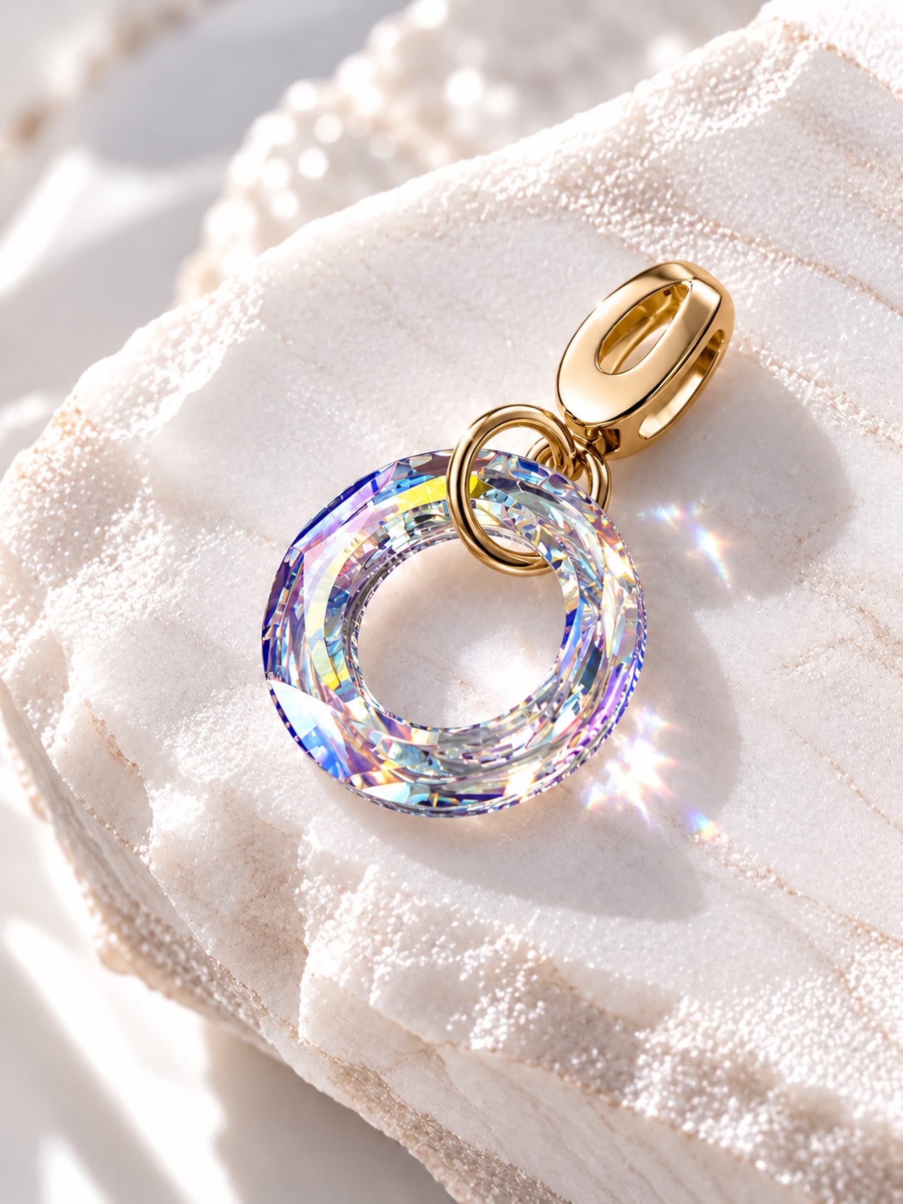 Подвеска на цепочку "Бублик Swarovski" crystal
