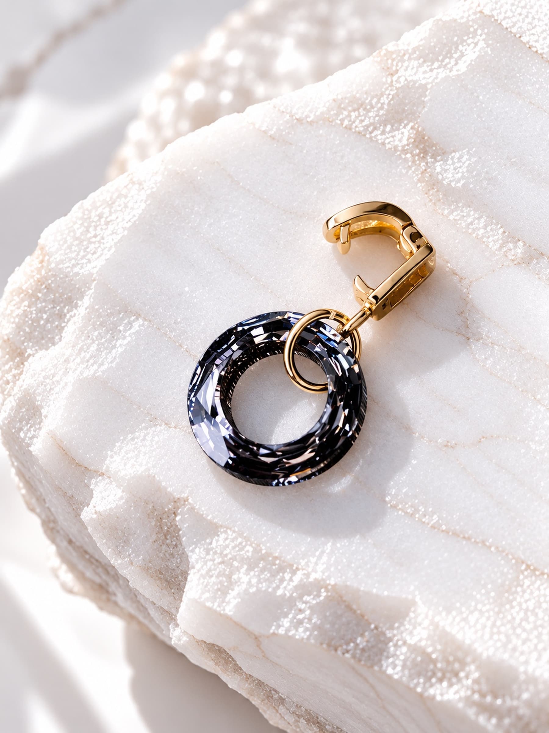 Подвеска на цепочку "Бублик Swarovski" silver night