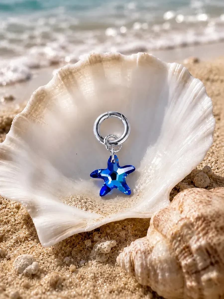 Обвес на купальник "Mорская звезда Swarovski" crystal blue