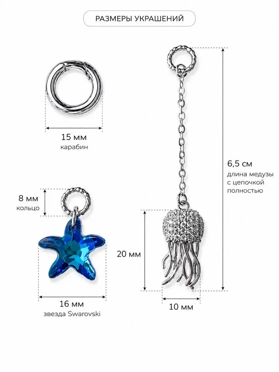 Обвес на купальник морская звезда Swarovski и медуза