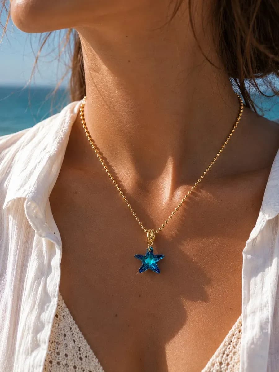 Подвеска Морская звезда Swarovski на цепочку