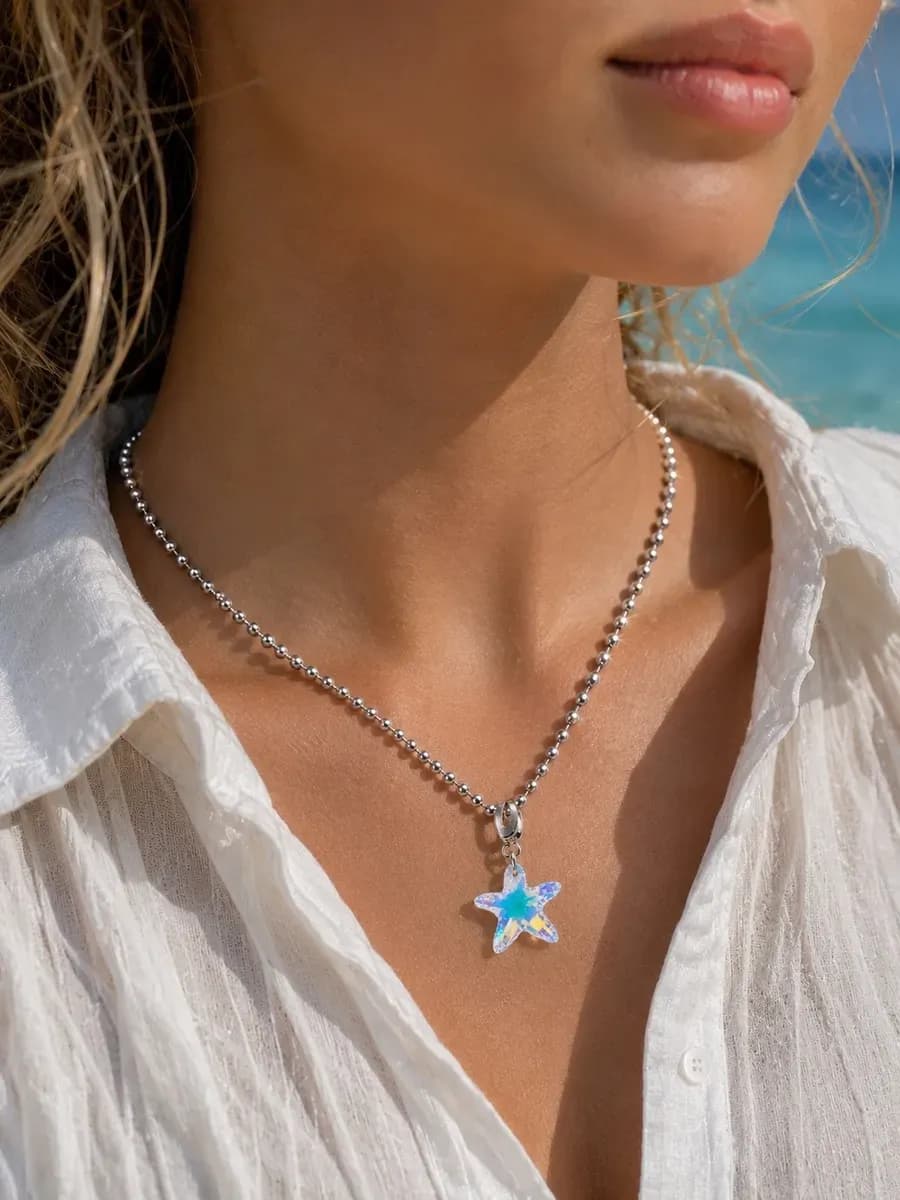 Подвеска Морская звезда Swarovski на цепочку