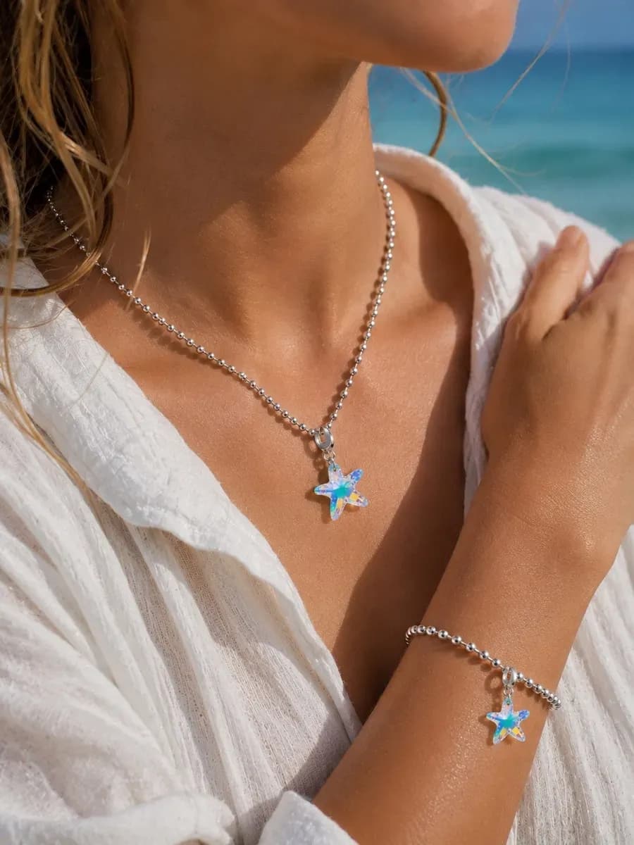 Подвеска Морская звезда Swarovski на цепочку