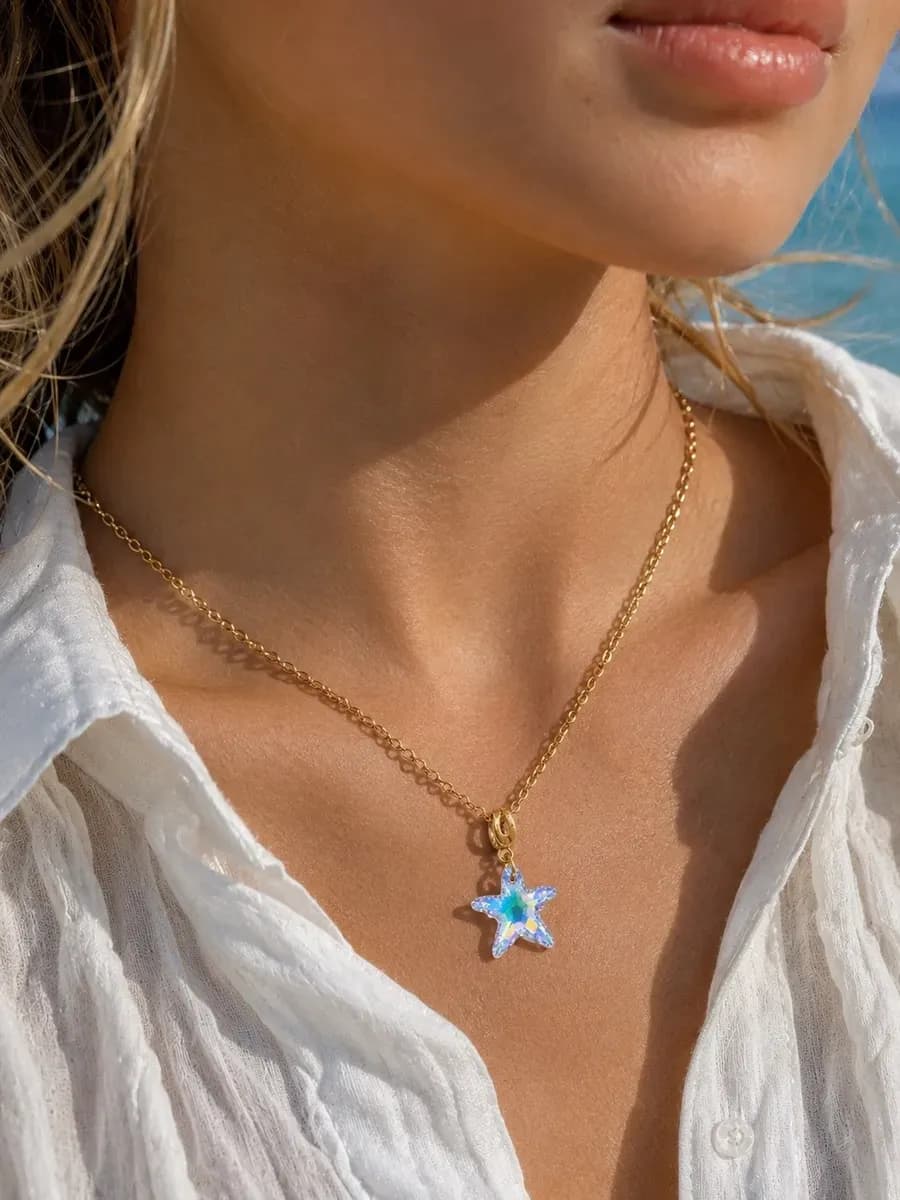 Подвеска Морская звезда Swarovski на цепочку