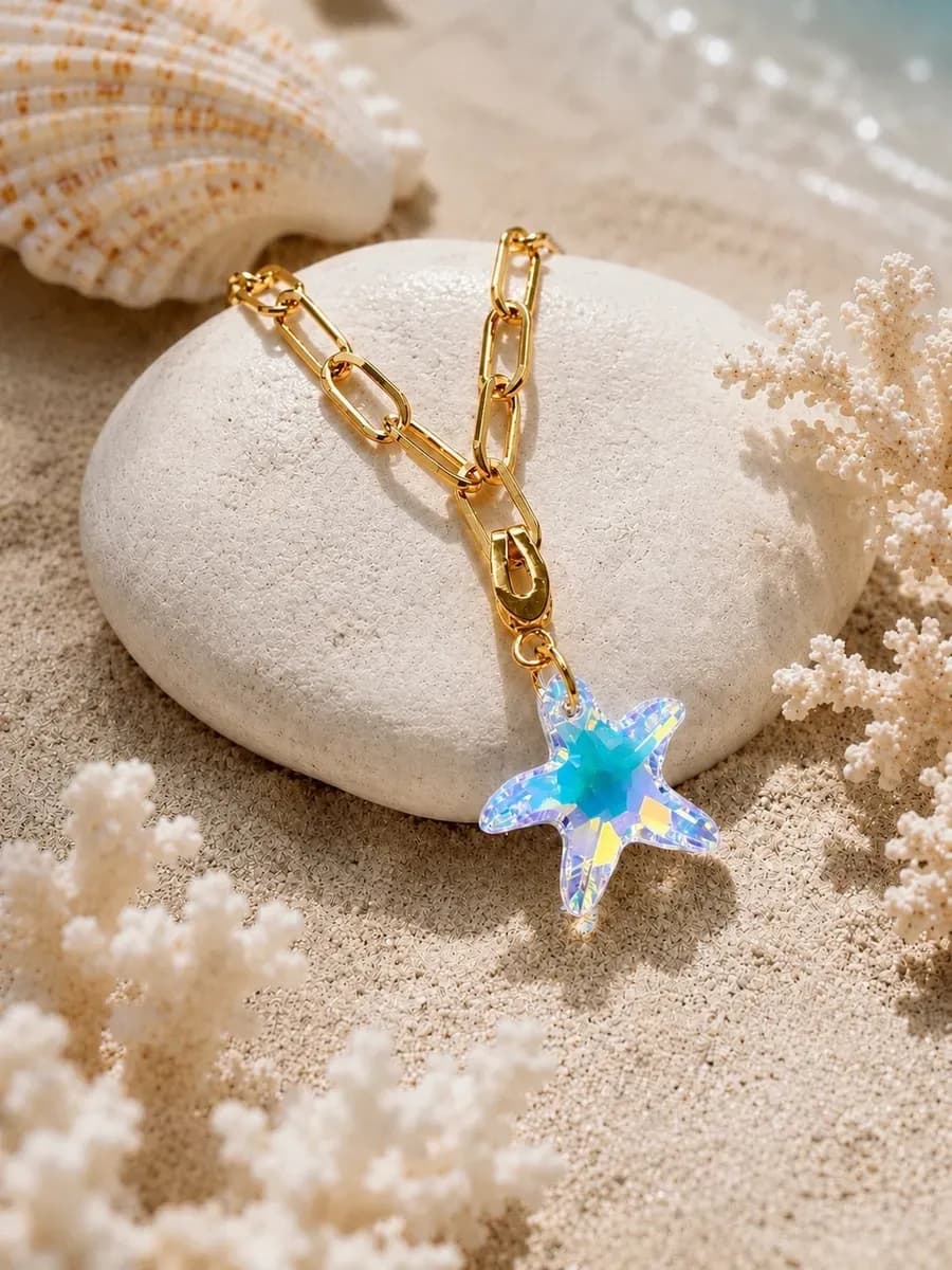 Подвеска Морская звезда Swarovski на цепочку