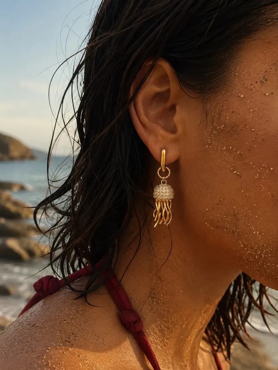 Серьги асимметричные Swarovski морская звезда медуза