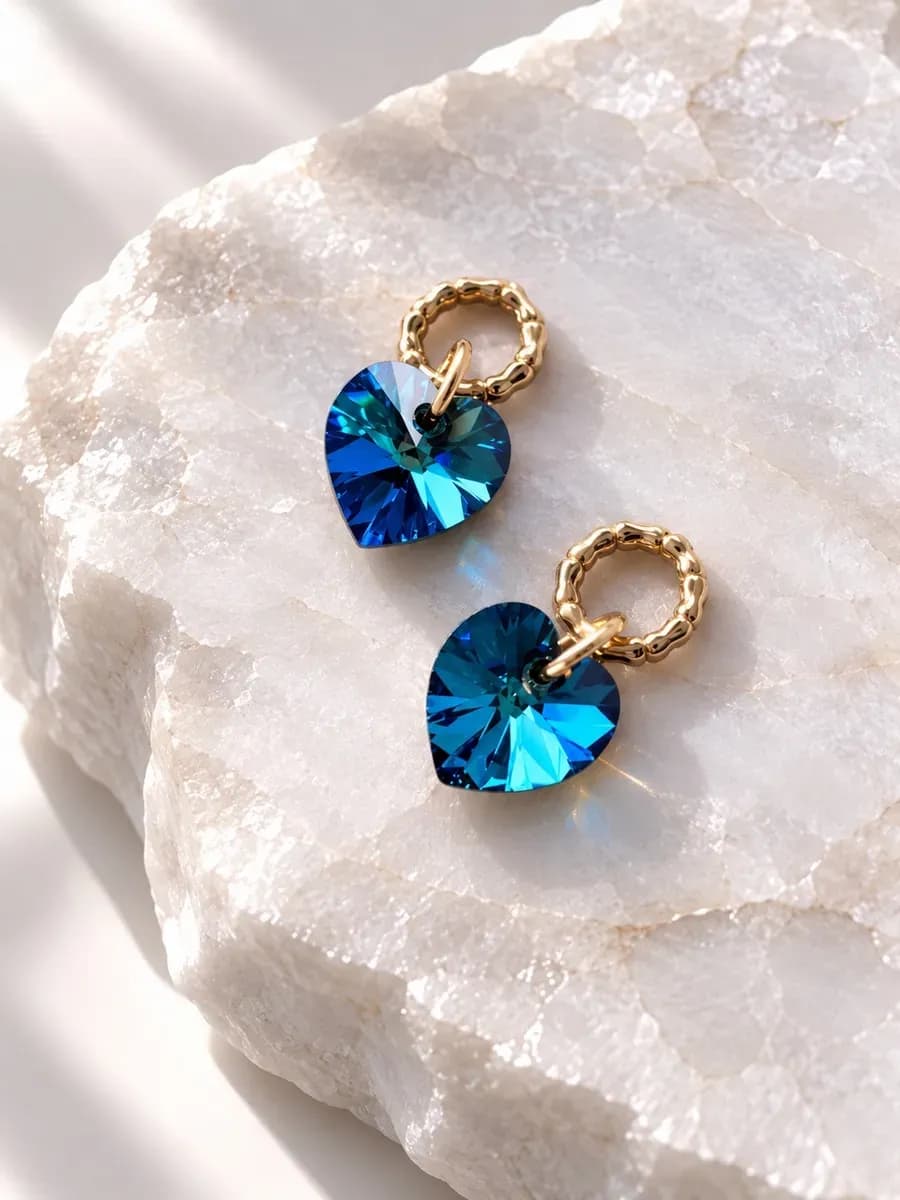 Подвески на серьги "Сердце" Swarovski 10mm