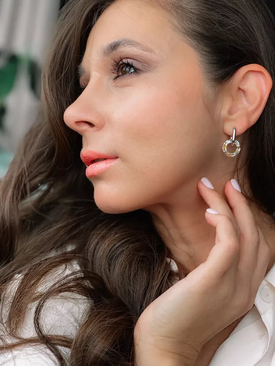 Серьги бублики swarovski мультиколор