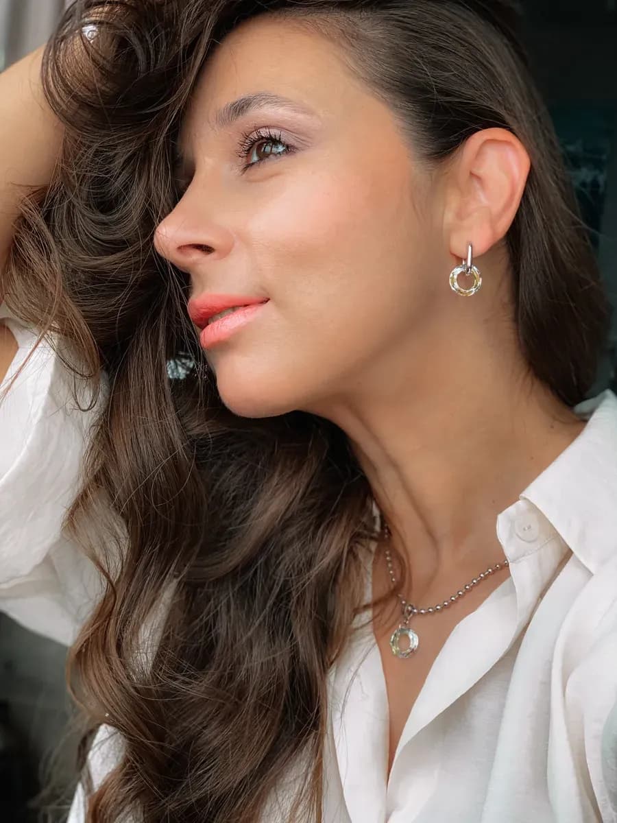 Серьги бублики swarovski мультиколор