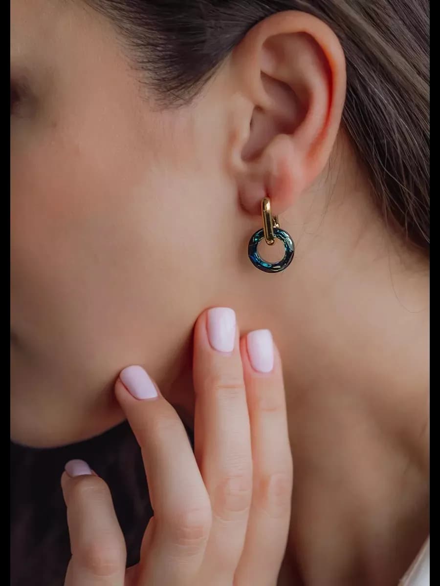 Серьги бублики swarovski хамелеон
