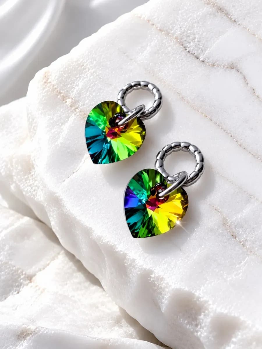 Набор из 2-х подвесок "Сердце" swarovski мультиколор