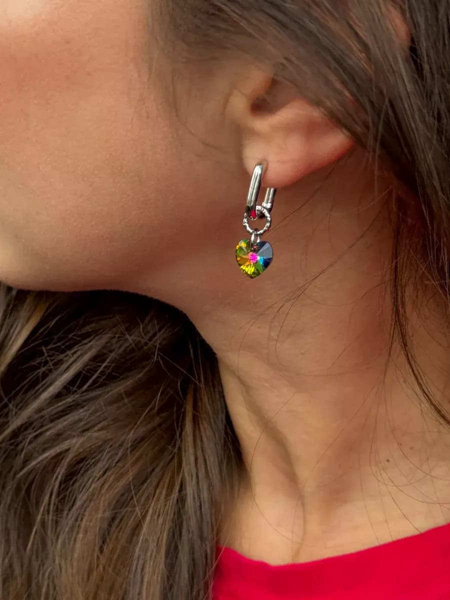 Набор из 2-х подвесок "Сердце" swarovski мультиколор