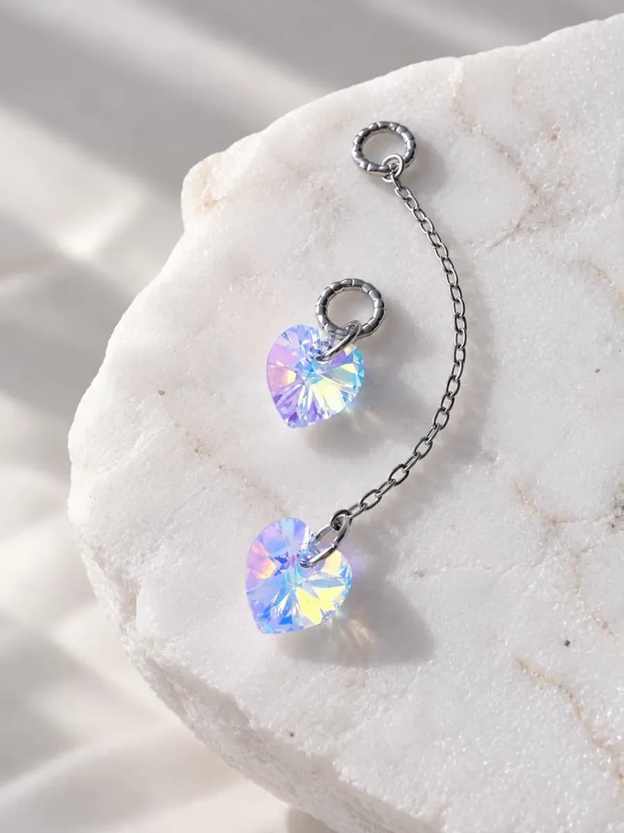 Набор из 2-х ассим. подвесок "Сердце" swarovski 10мм