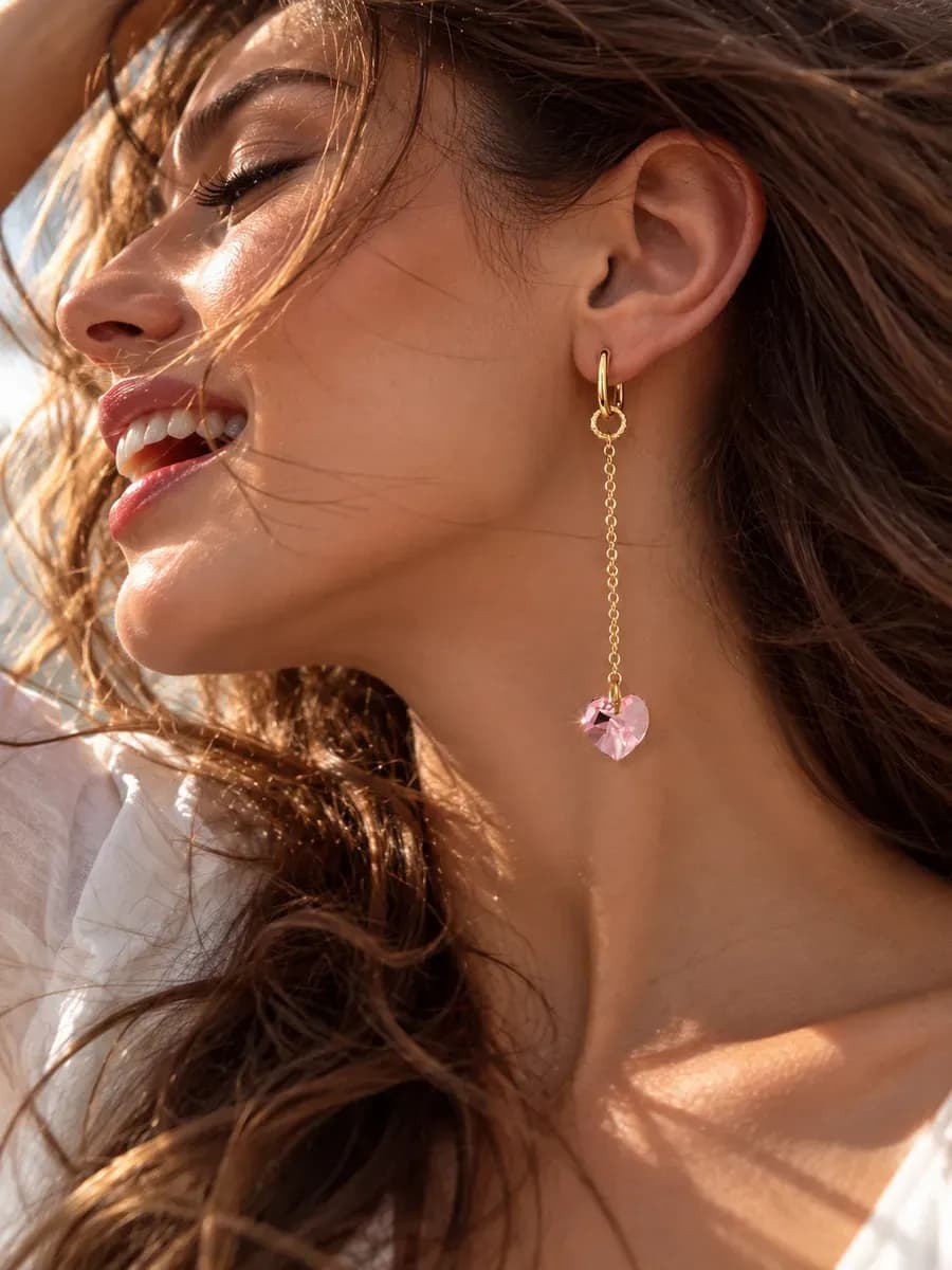 Набор из 2-х подвесок "мишка и сердце" Swarovski 10mm