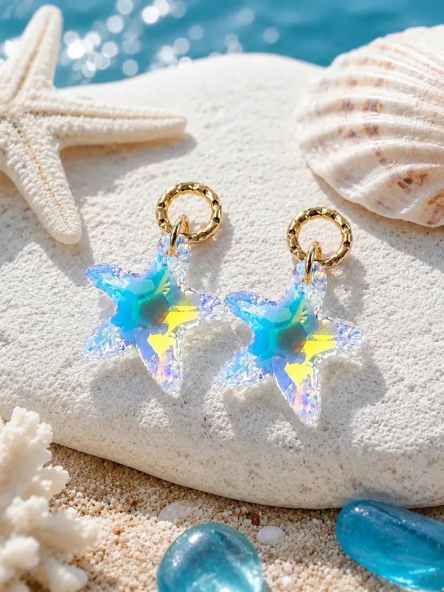 Подвески на серьги конго "Морские звезды" Swarovski