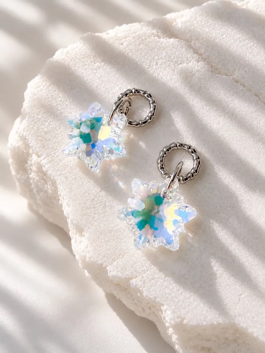 Подвески на серьги "Снежинки" Swarovski 14мм
