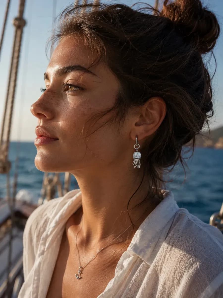 Серьги асимметричные Swarovski морская звезда медуза